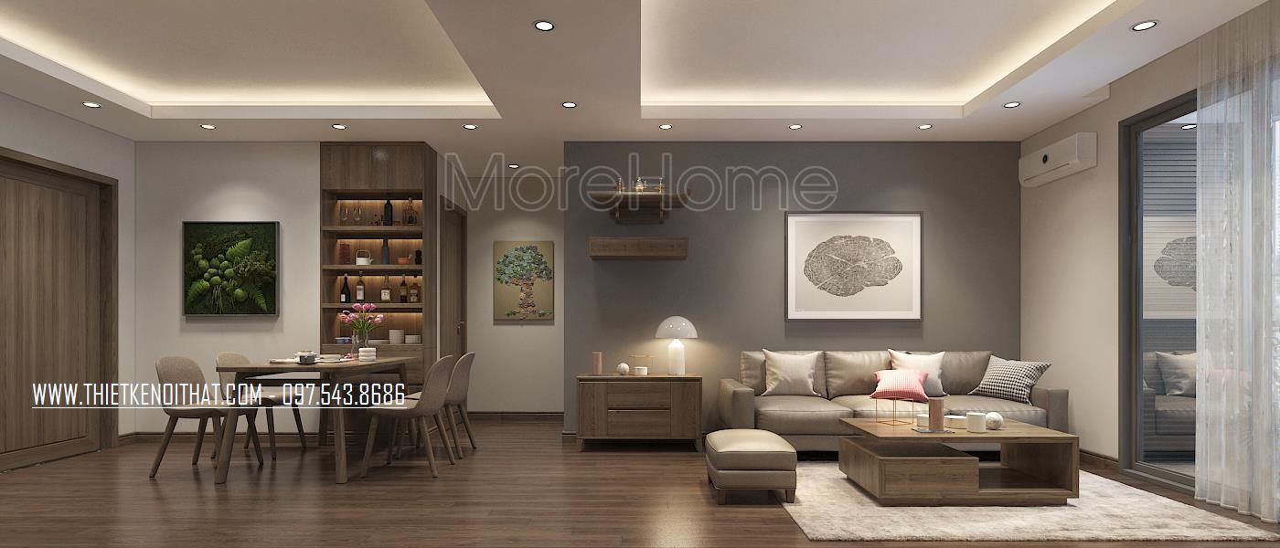 Thiết kế nội thất phòng khách chung cư An Bình city Bắc Từ Liêm Hà Nội